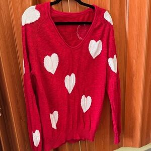 Red Heart Patterned Women's Sweater